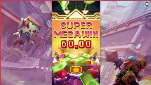 Tampilan layar permainan slot Zombie Blasters dengan karakter pahlawan wanita dan simbol zombi, menunjukkan aksi di gulungan.